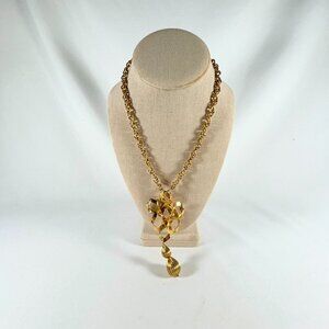 22 IN DOUBLE CURB CHAIN STATEMENT NECKLACE CURVED PENDANT